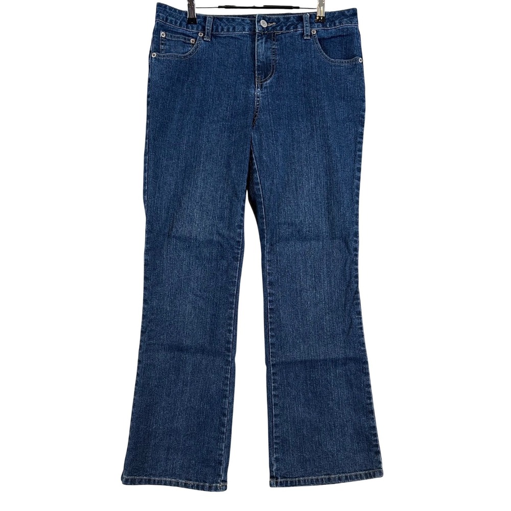 Westport Petite 10 Bootcut Jeans Dark Wash Embroidered Back Pocket Mid Rise Blue